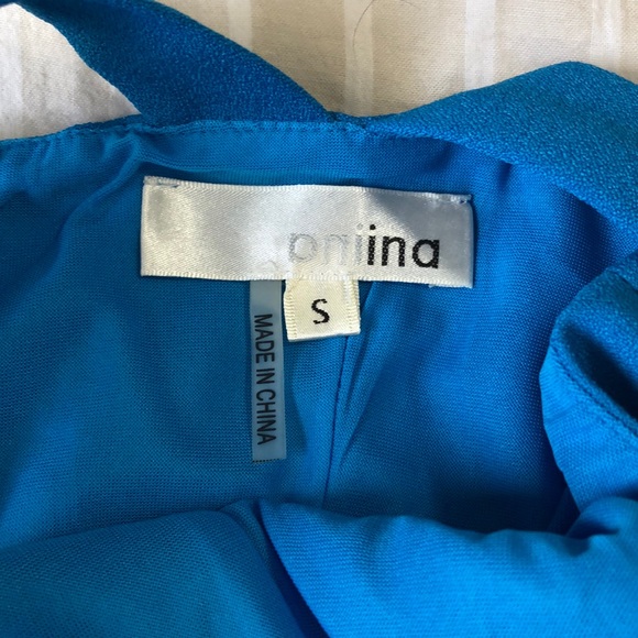 Lulu's Blue Criss Cross Back Fit and Flare dress - Picture 4 of 4